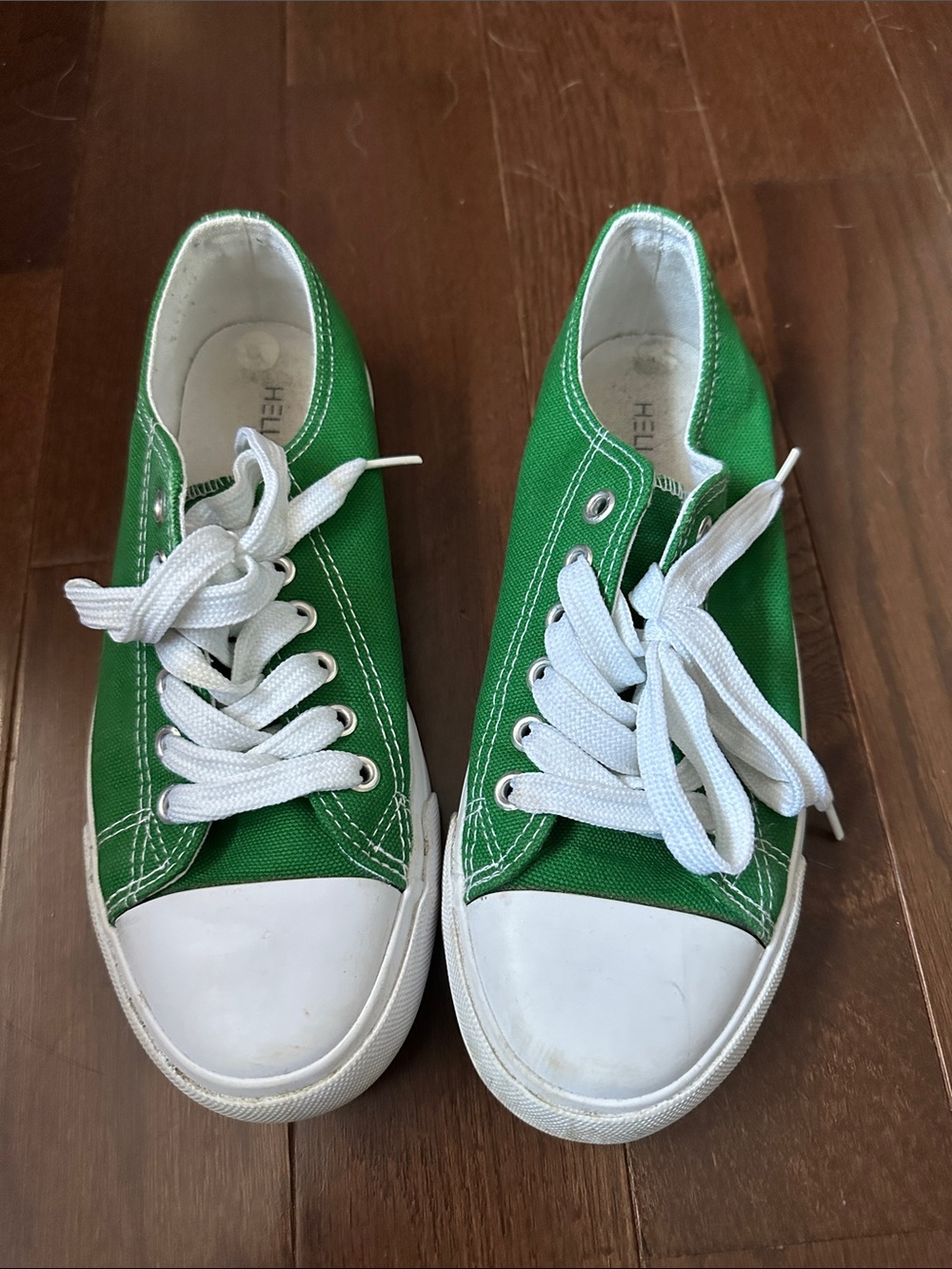 Amazon Green Canvas Kids Sneakers with White Laces